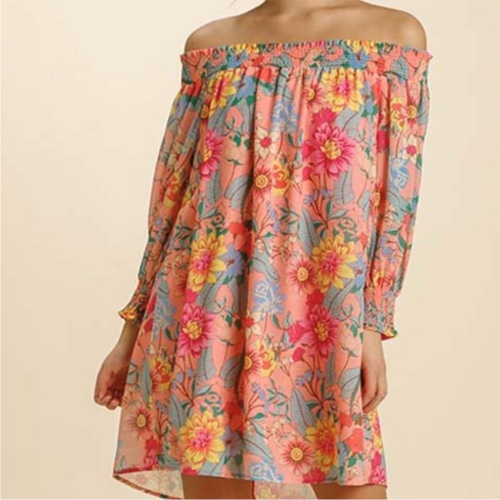Umgee Flamingo Floral Off The Shoulder Dress - Picture 8 of 8